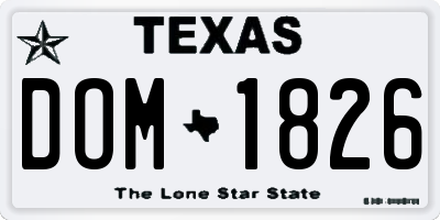 TX license plate DOM1826