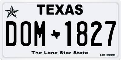 TX license plate DOM1827