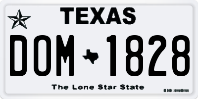 TX license plate DOM1828