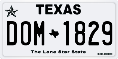 TX license plate DOM1829