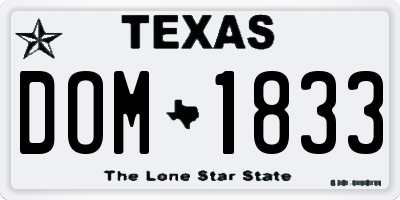 TX license plate DOM1833