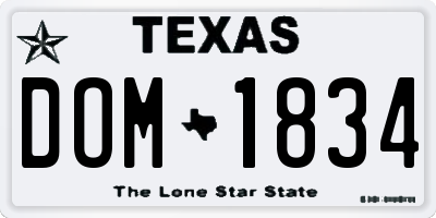 TX license plate DOM1834