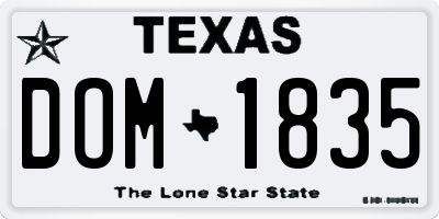 TX license plate DOM1835