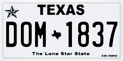 TX license plate DOM1837