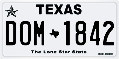 TX license plate DOM1842