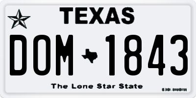 TX license plate DOM1843