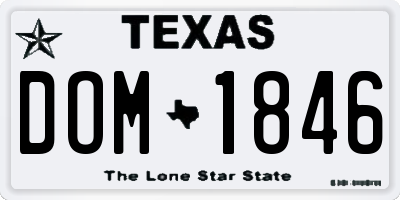 TX license plate DOM1846