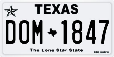 TX license plate DOM1847