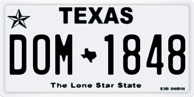 TX license plate DOM1848