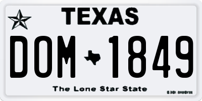 TX license plate DOM1849