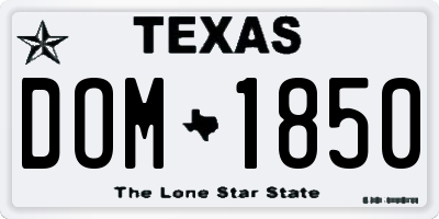 TX license plate DOM1850