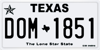 TX license plate DOM1851