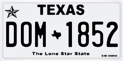 TX license plate DOM1852