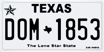 TX license plate DOM1853