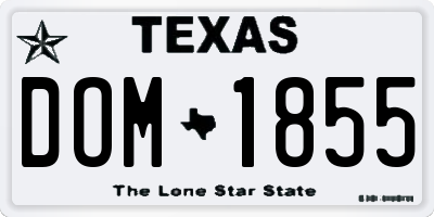 TX license plate DOM1855