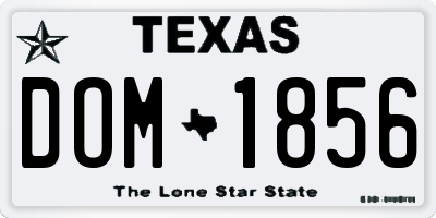 TX license plate DOM1856