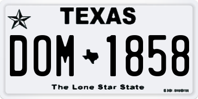 TX license plate DOM1858