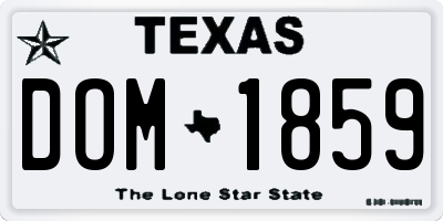 TX license plate DOM1859