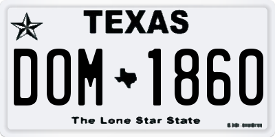 TX license plate DOM1860
