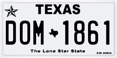 TX license plate DOM1861