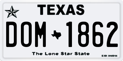 TX license plate DOM1862
