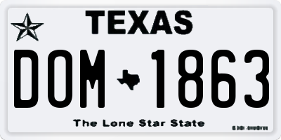 TX license plate DOM1863