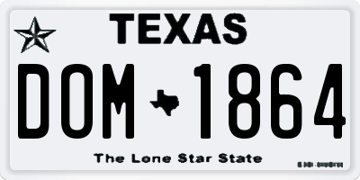 TX license plate DOM1864