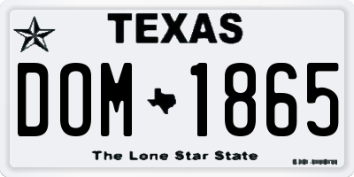 TX license plate DOM1865