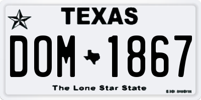 TX license plate DOM1867