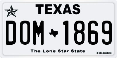 TX license plate DOM1869