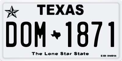 TX license plate DOM1871