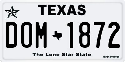 TX license plate DOM1872