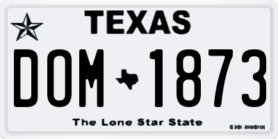 TX license plate DOM1873