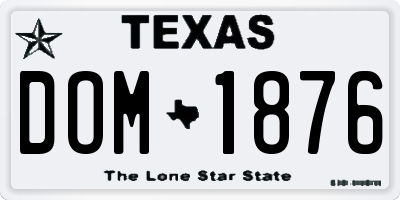 TX license plate DOM1876