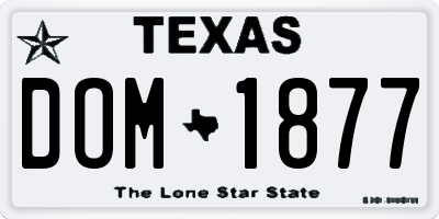 TX license plate DOM1877