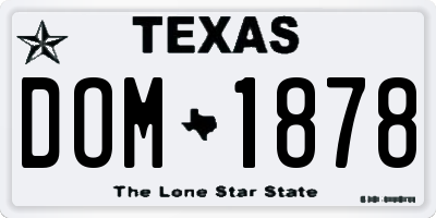 TX license plate DOM1878
