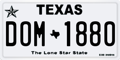 TX license plate DOM1880