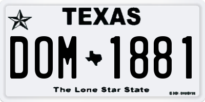 TX license plate DOM1881