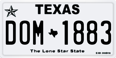 TX license plate DOM1883