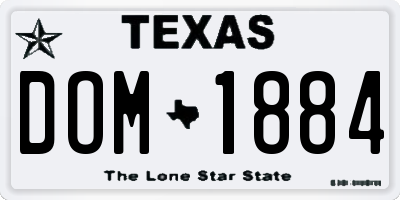 TX license plate DOM1884