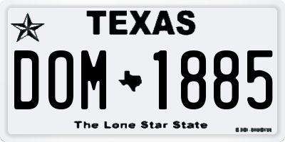 TX license plate DOM1885