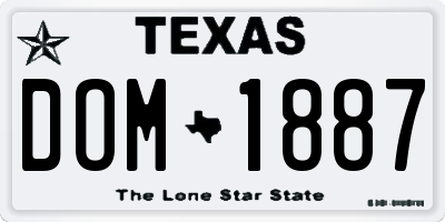 TX license plate DOM1887
