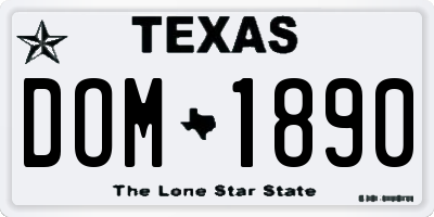TX license plate DOM1890