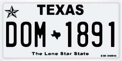 TX license plate DOM1891