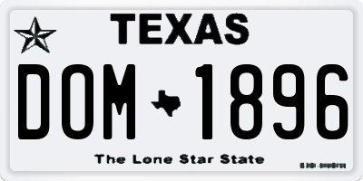 TX license plate DOM1896