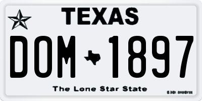 TX license plate DOM1897