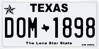 TX license plate DOM1898
