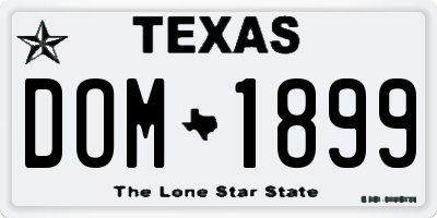 TX license plate DOM1899