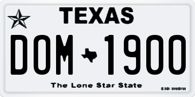 TX license plate DOM1900