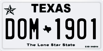 TX license plate DOM1901